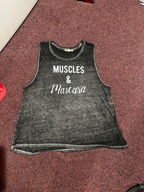 Express Black/Grey 'Muscles & Mascara' Muscle Tee